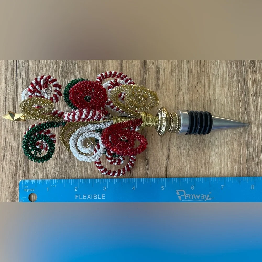 NWOB Pier 1 Imports Beaded Christmas Tree Wine Bottle Stopper Whimsical Seuss